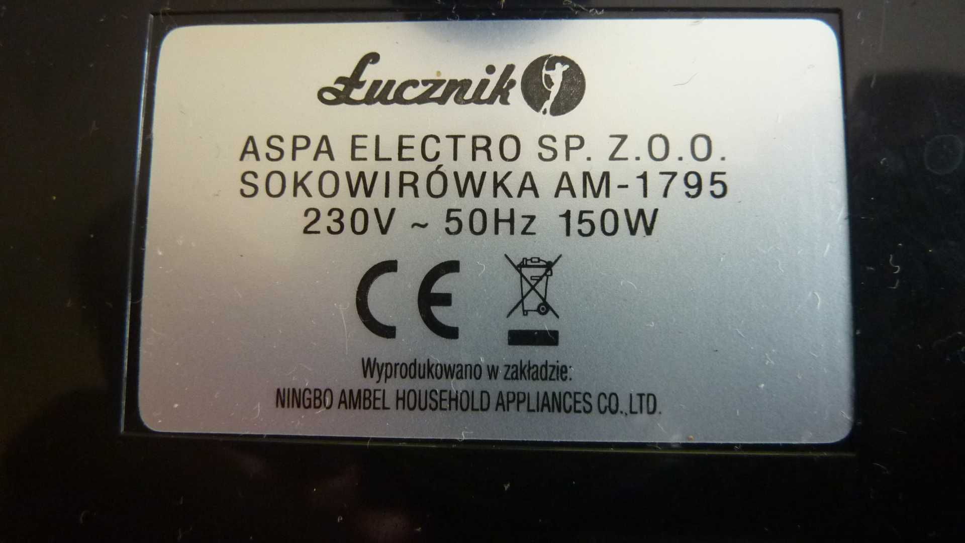 Wyciskarka wolnoobrotowa,sokowirówka Łucznik AM-1795,stan dobry,komple
