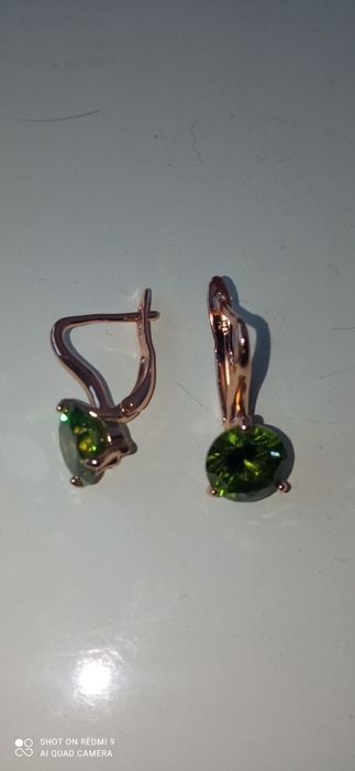 Позолочені сережки з каменем Swarovski