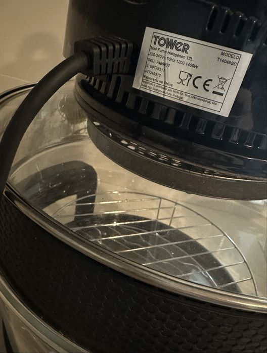 Forno de halogéneo 17L 1400W preto TOWER com manual