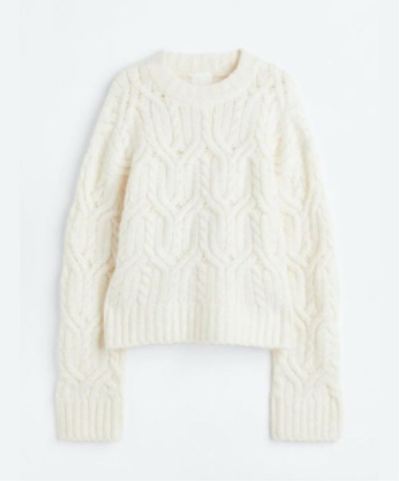 Светр шерсть H&M молочний, айфері, розмір L