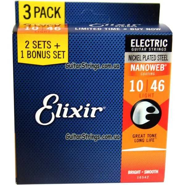 Струны Elixir 16542 Nanoweb Light 10-46 1 set США