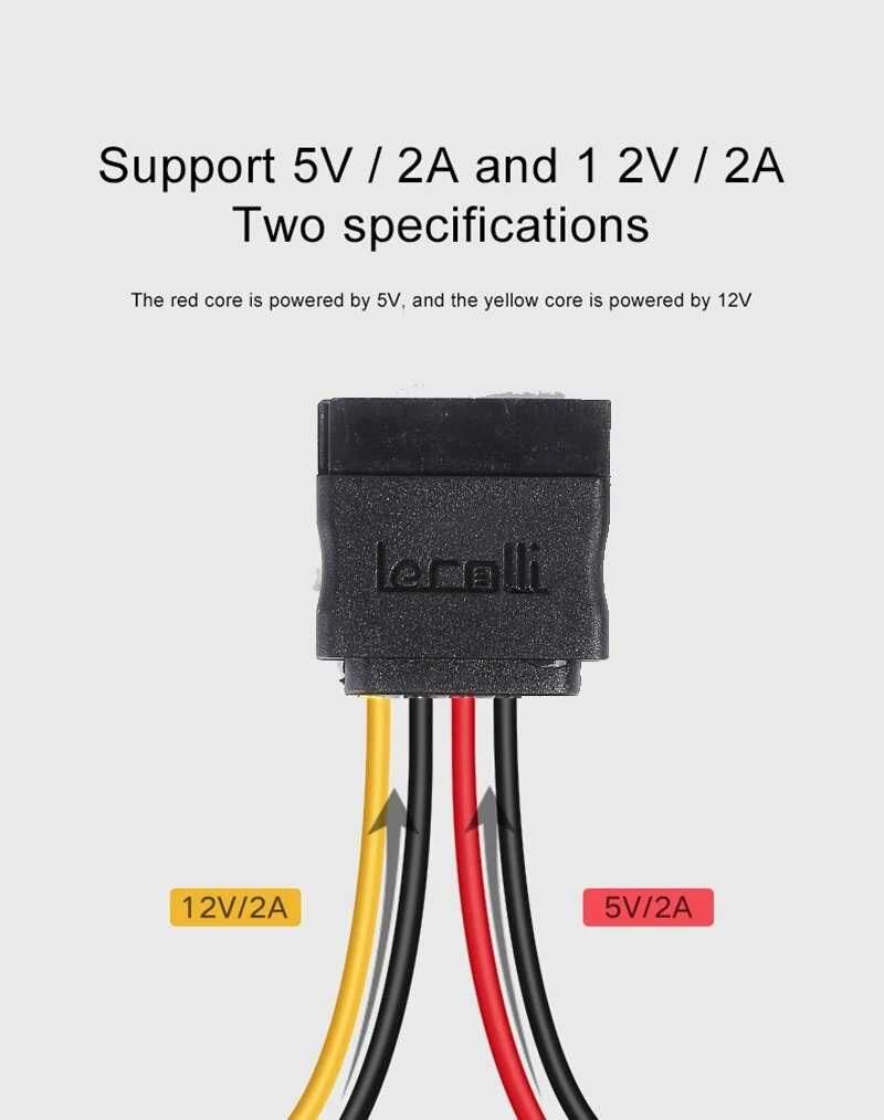 Кабель питания Molex 4-pin - 2хSATA Lecolli 0.2m