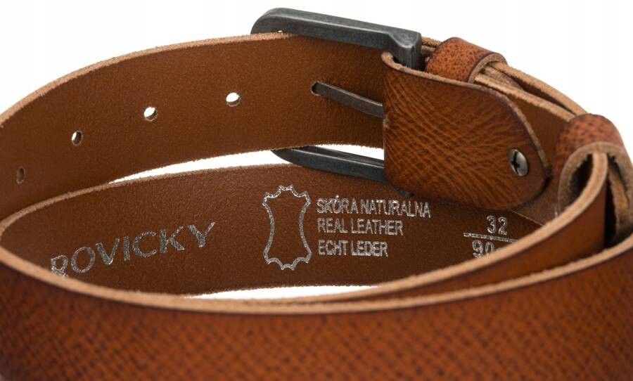 skórzany pasek męski z klasyczną klamrą - rovicky 110