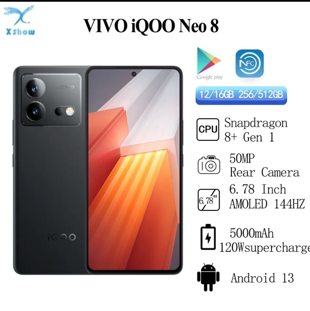 Vivo iQOO Neo 8.12/256 Gb.NFC. Колір-Чорний.Червоний!!
