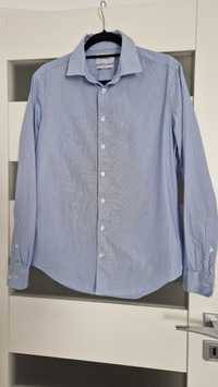 Koszula męska jasnoniebieska w paski slim fit