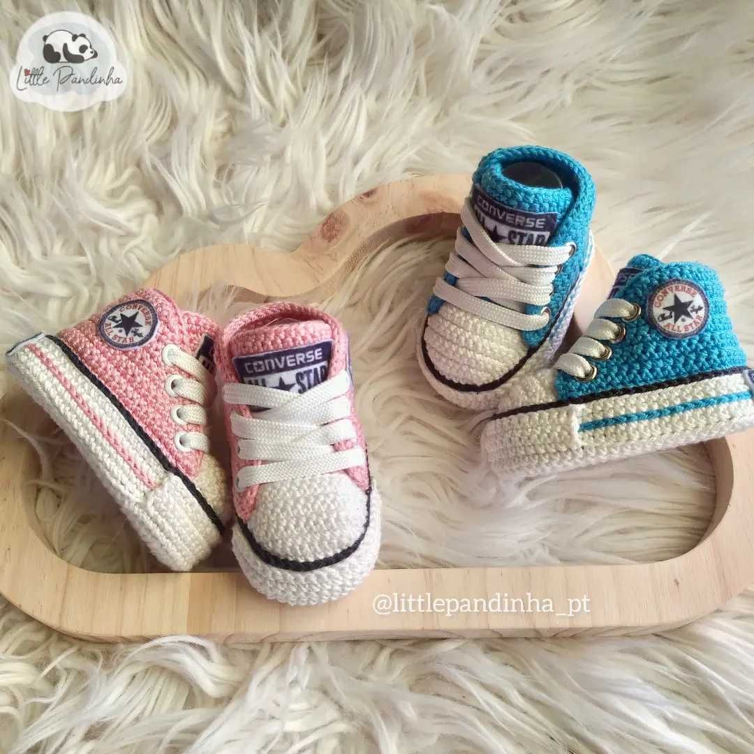 Tênis para Bebé / sapatilhas All star em crochet