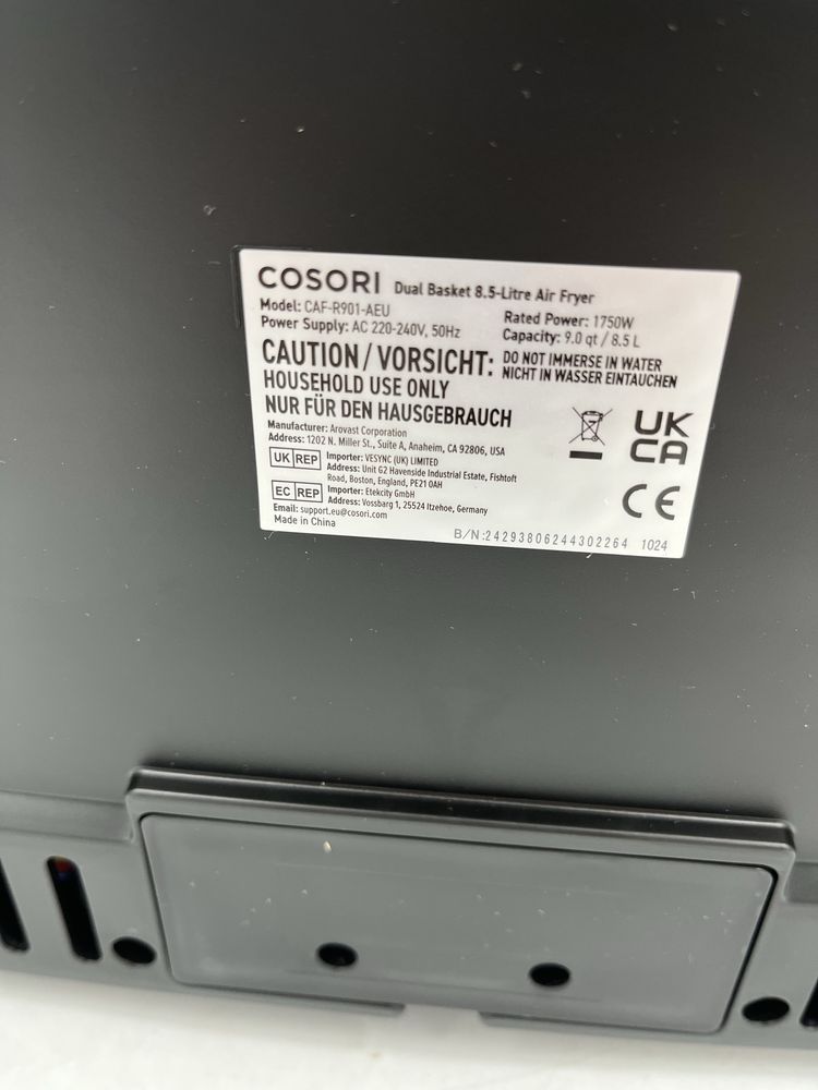 Cosori dual zone frytkownica beztłuszczowa dwukomorowa 8,5l