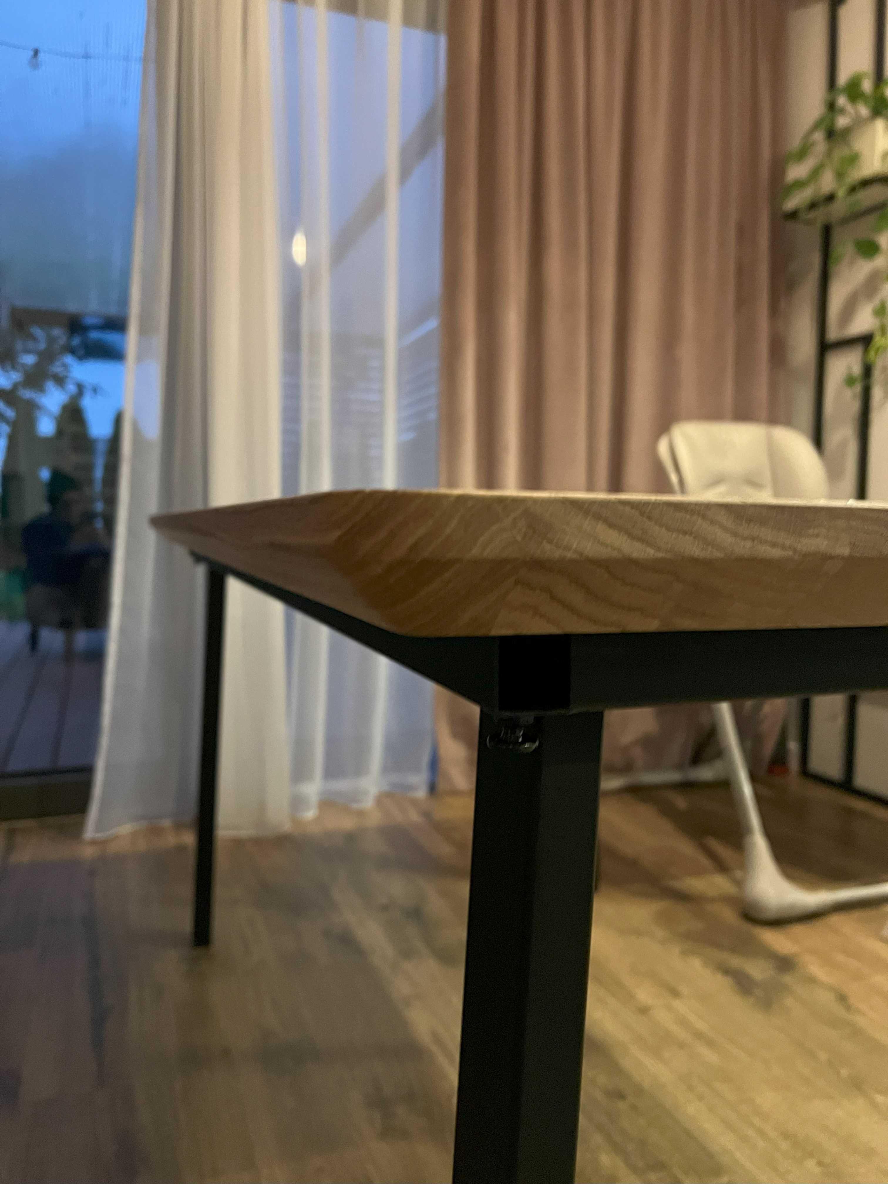 Stół dębowy z dostawkami rozkładany lity dąb loft zaokrąglony z drewna