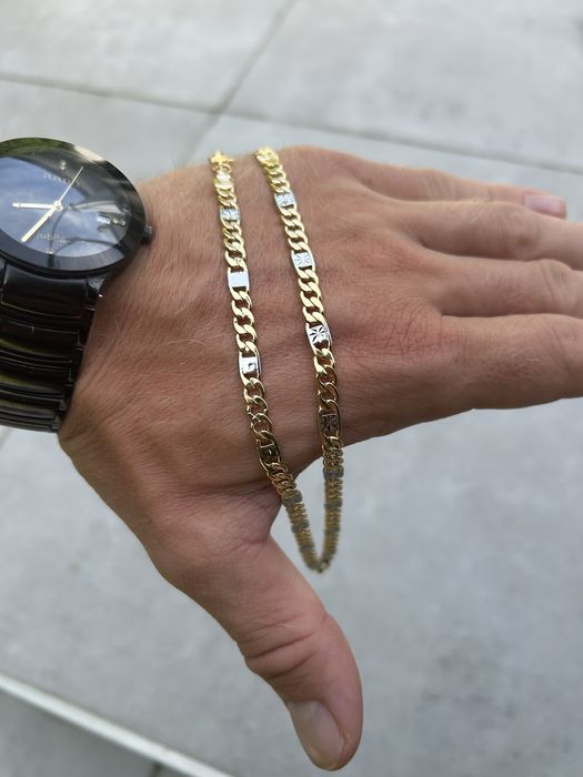 Złoty pozłacany łańcuch splot pancerka królewski