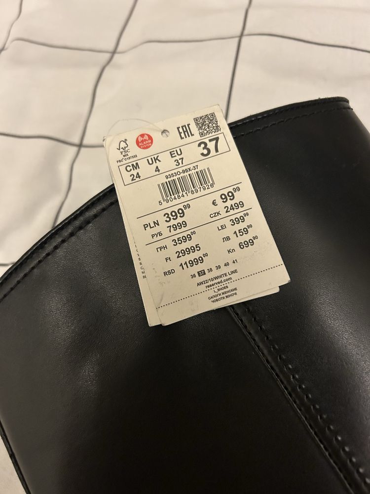 Skórzane kozaki leather Reserved 37 nowe skóra
