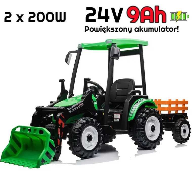 Traktor na akumulator Z Przyczepą 2 x 200W MEGA 24V/7Ah Traktor D68