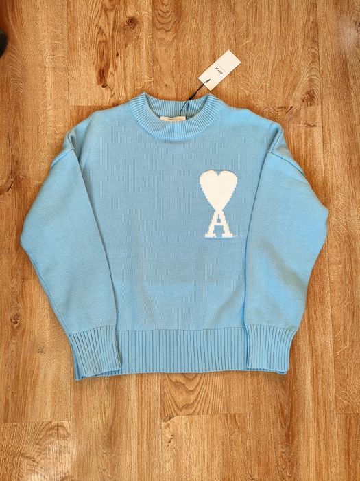 Sweter Marki Premium - Ami Paris | Niebieski | Rozmiar M