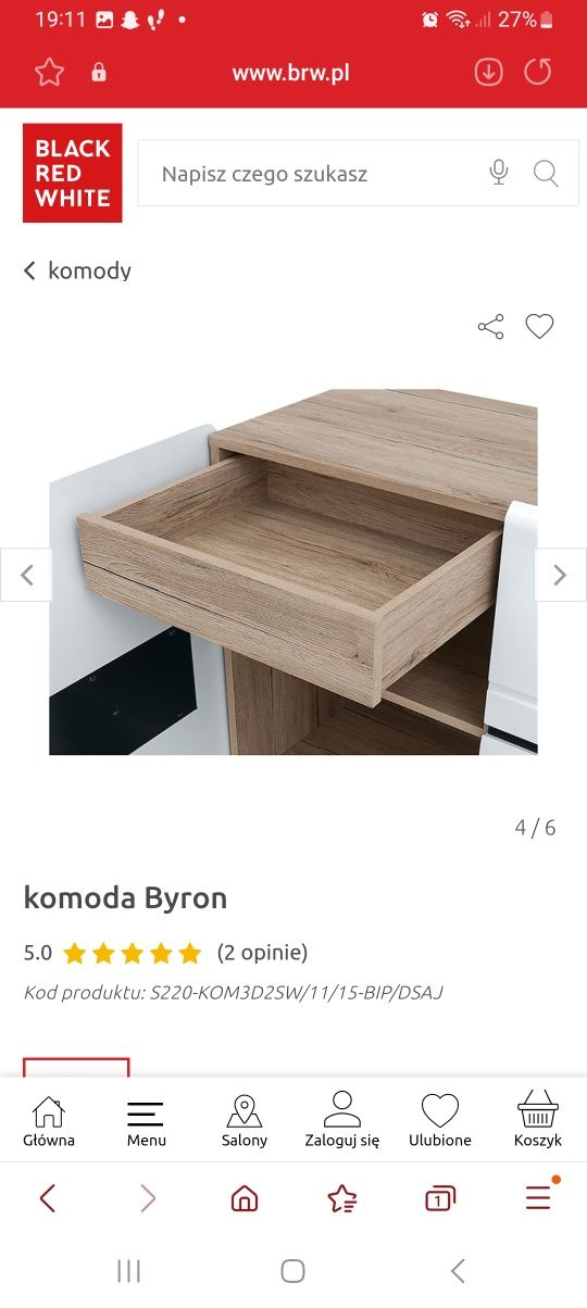 Biała komoda Byron firmy BRW
