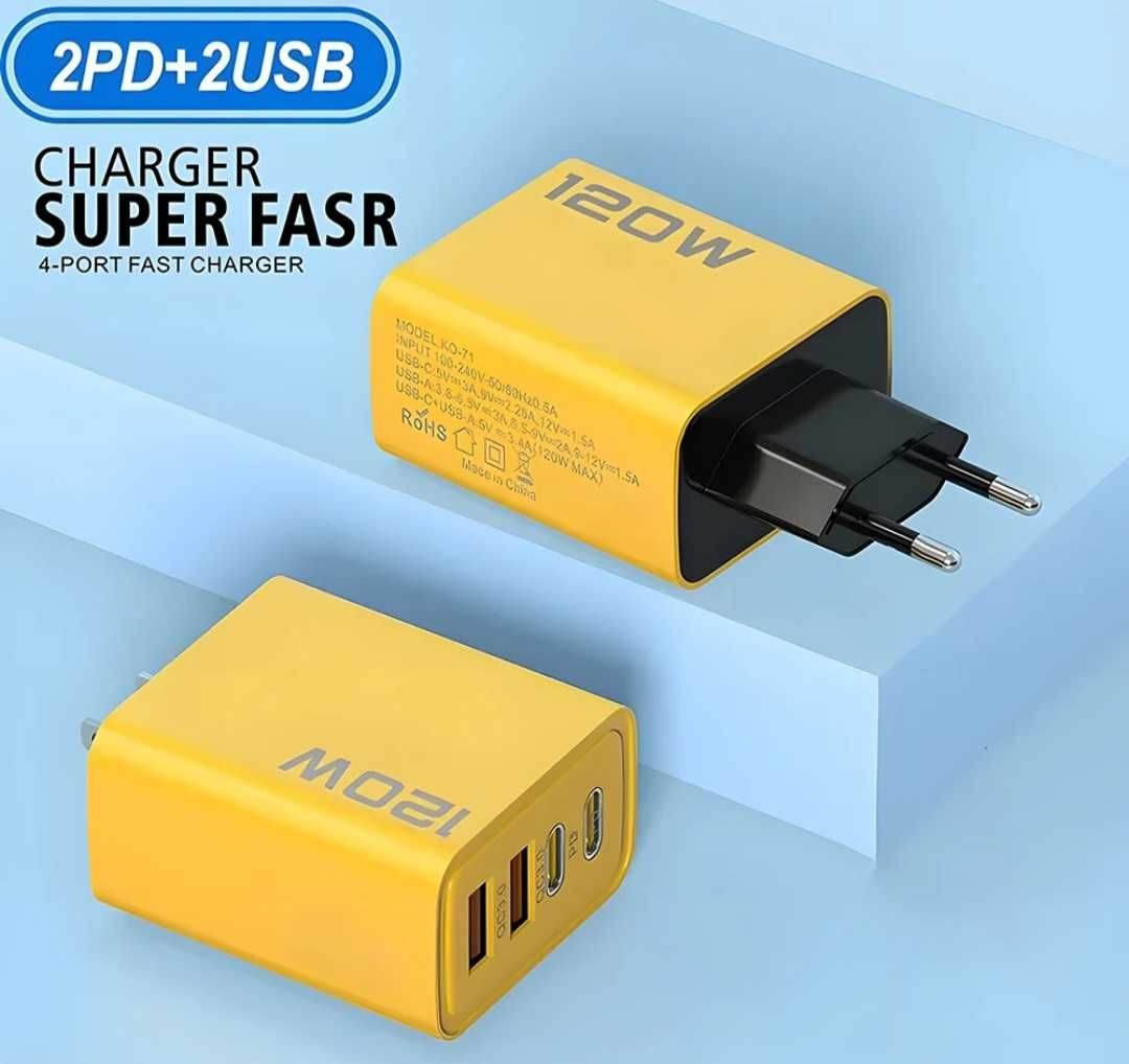 4-portowa ładowarka USB C PD Szybkie ładowanie 3.0 Typ C 120W