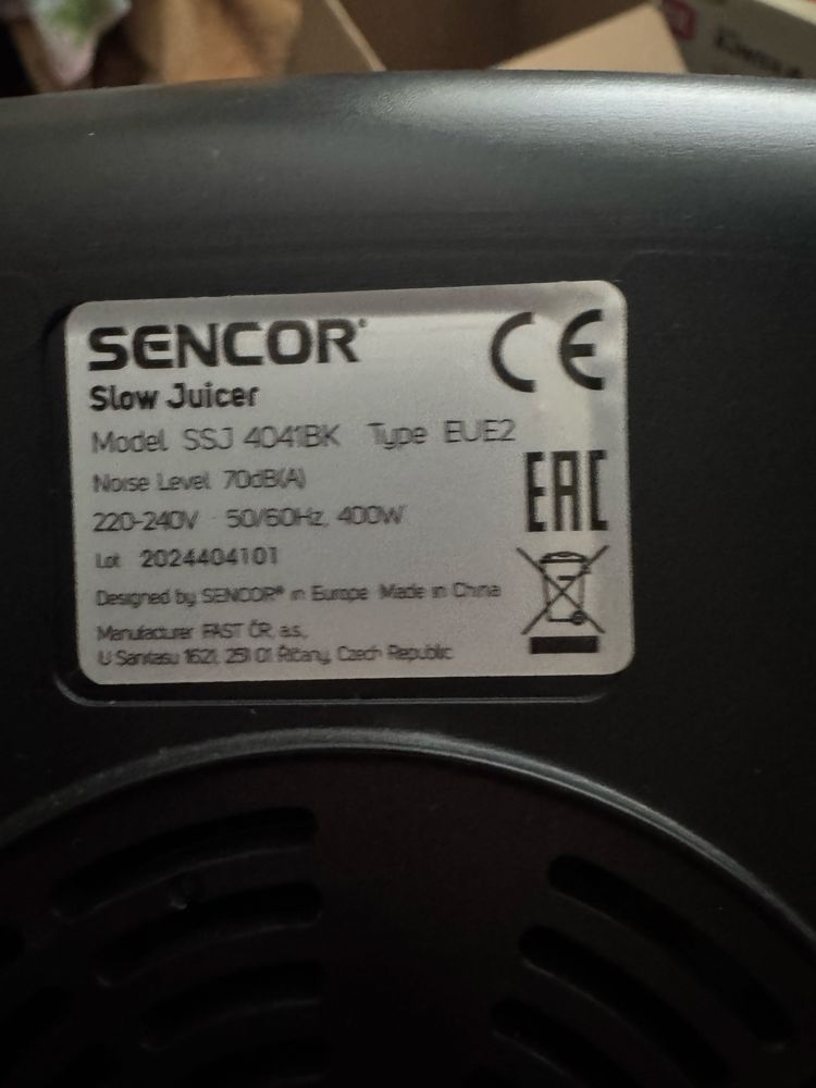 Соковыжималка Sensor Slow Juicer SasJ4041BK новая