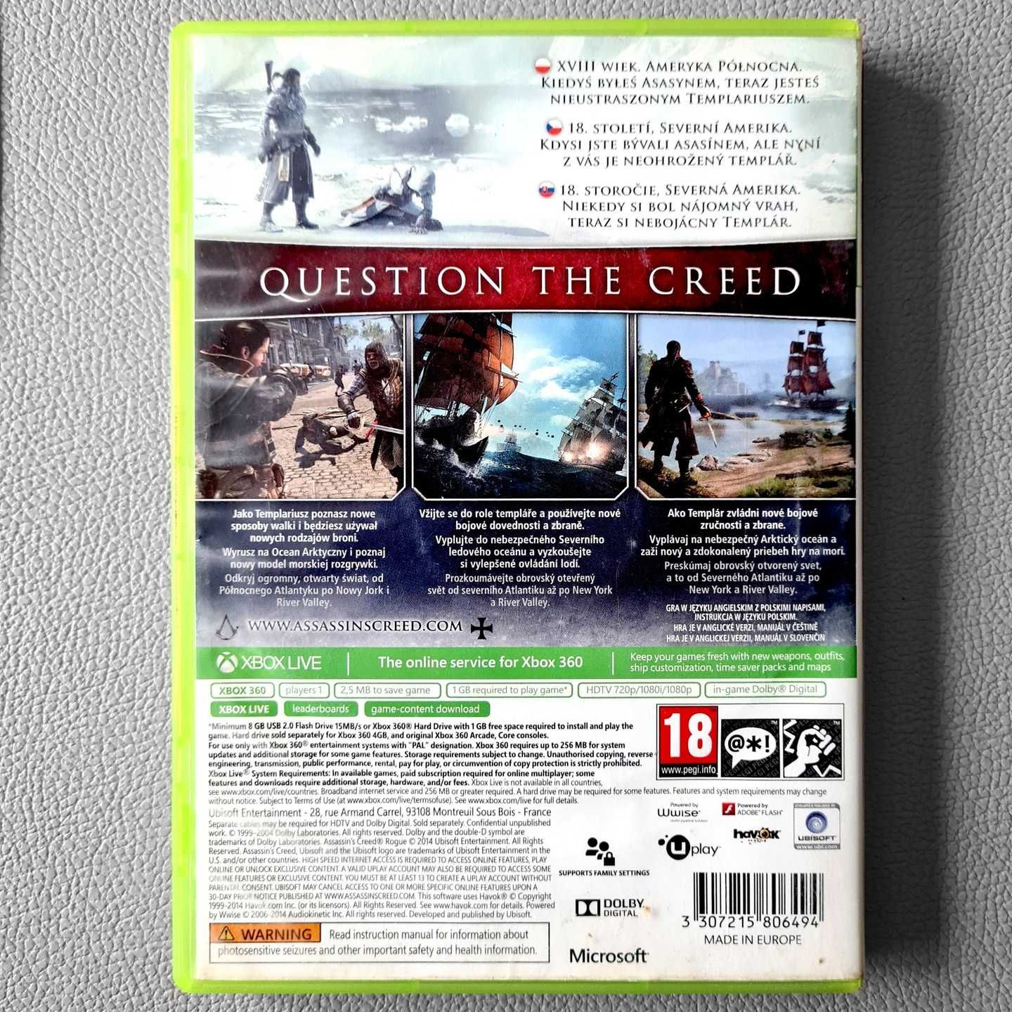 Assassins Creed Rogue PL Xbox 360 Polskie Napisy Xbox One
