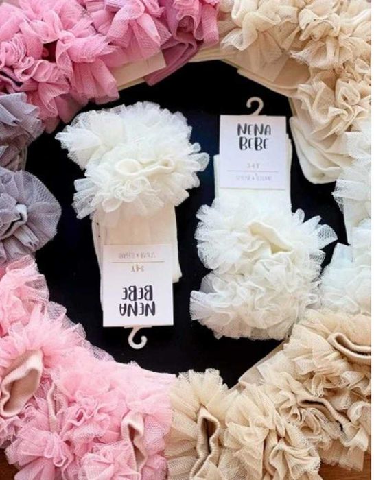 Podkolanówki z tiulową falbanką NENA BEBE