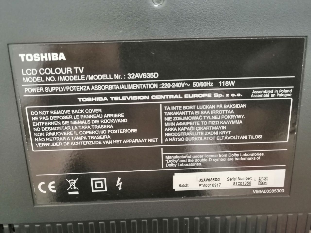 Telewizor TOSHIBA 32 cale LCD 32AV635D