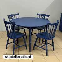 0240 Zestaw do jadalni stół cztery krzesła ciemnoniebieski