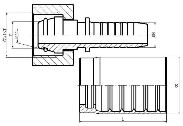 5x Zakuwka PROSTA GW M12 Z TULEJĄ NA WĄŻ DN6 - 1/4'' [8911]