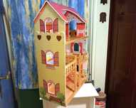 Duży domek dla lalek drewniany 90x58x30 cm wiek 3+
