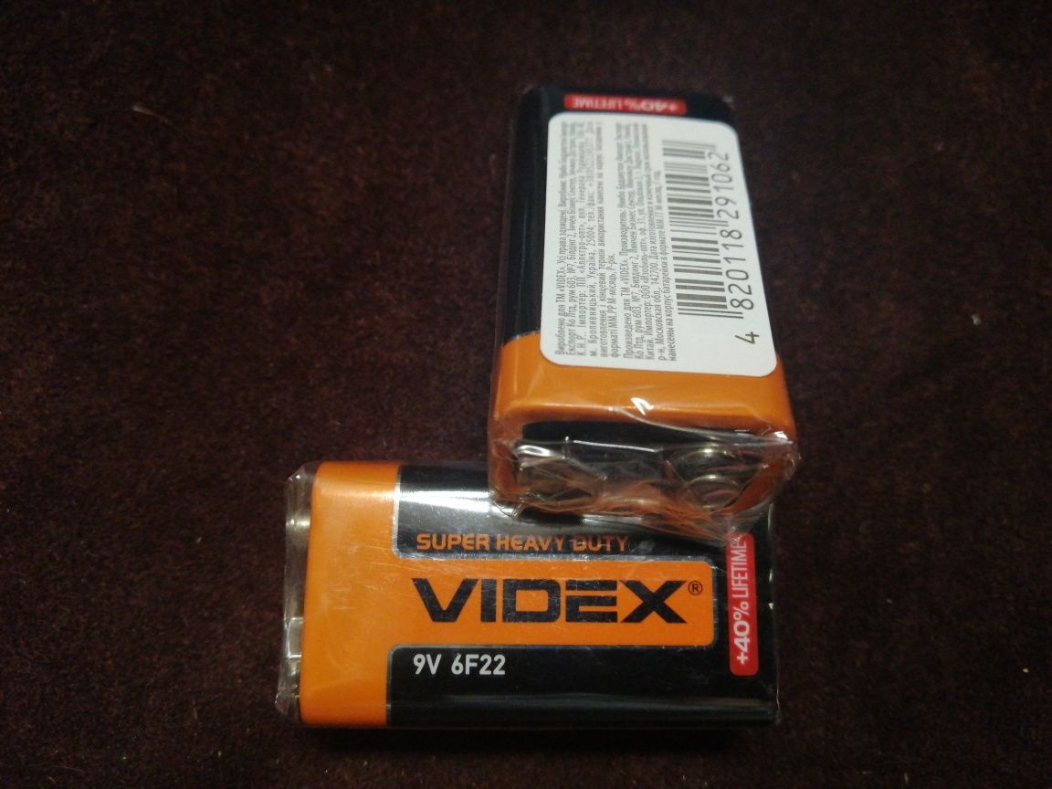 Батарейки VIDEX щелочные!! 18грн/шт пальчик и мизинчик (по4шт), Крона