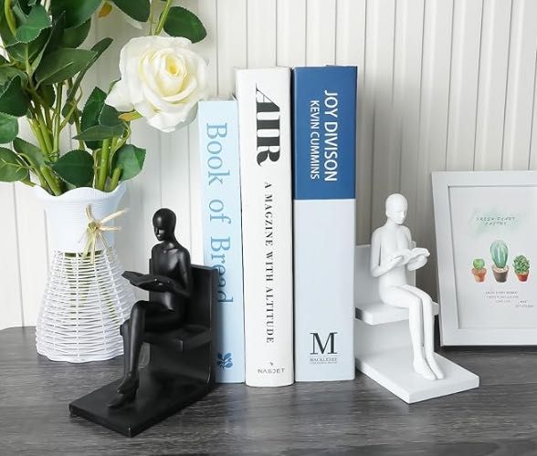 Eleganckie czarno białe podpórki do książek