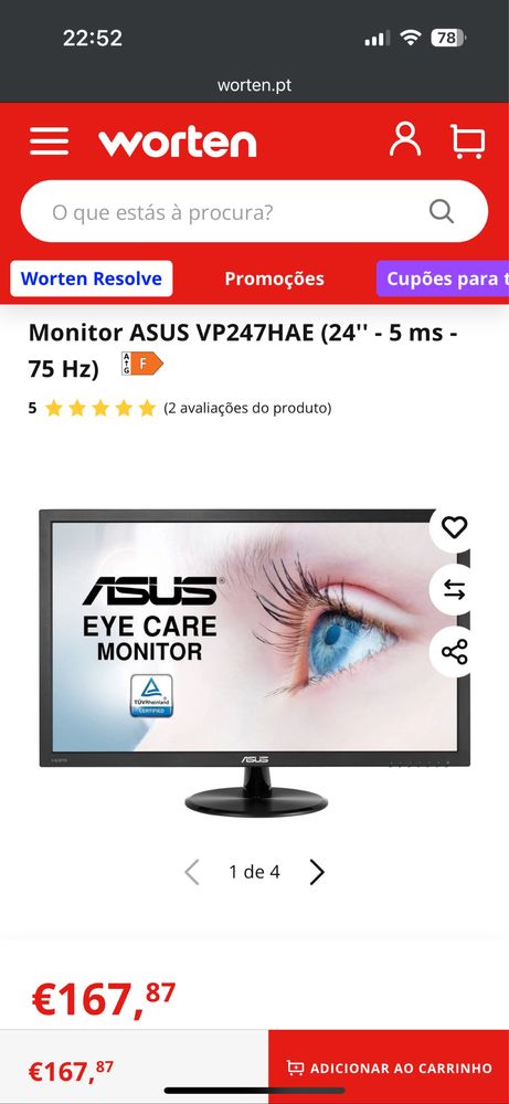 Monitor ASUS VP247HAE Otimo Estado