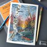 Obraz akwarela do salonu domu Inny Świat surrealizm pejzaż art deco