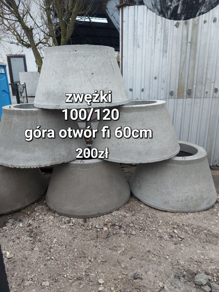 Kręgi betonowe fi100/120/50 fi 120/140/50, pokrywy fi130/150/100 fi150