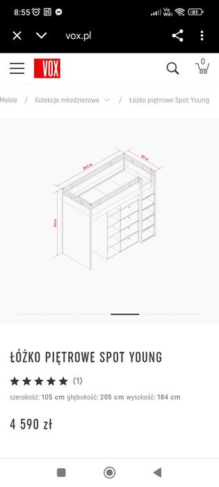 Łóżko Piętrowe  VOX model Sport Young
