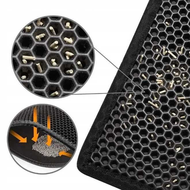 Mata XXL WYCIERACZKA POD KUWETĘ Dla Kota Na Żwirek Podkładka Czarna