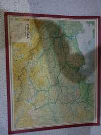 Mapa Polski z 1967r podkładka na biurko