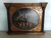 Quadro / Pintura barroca em madeira "Dança dos Cupidos" F. Albani