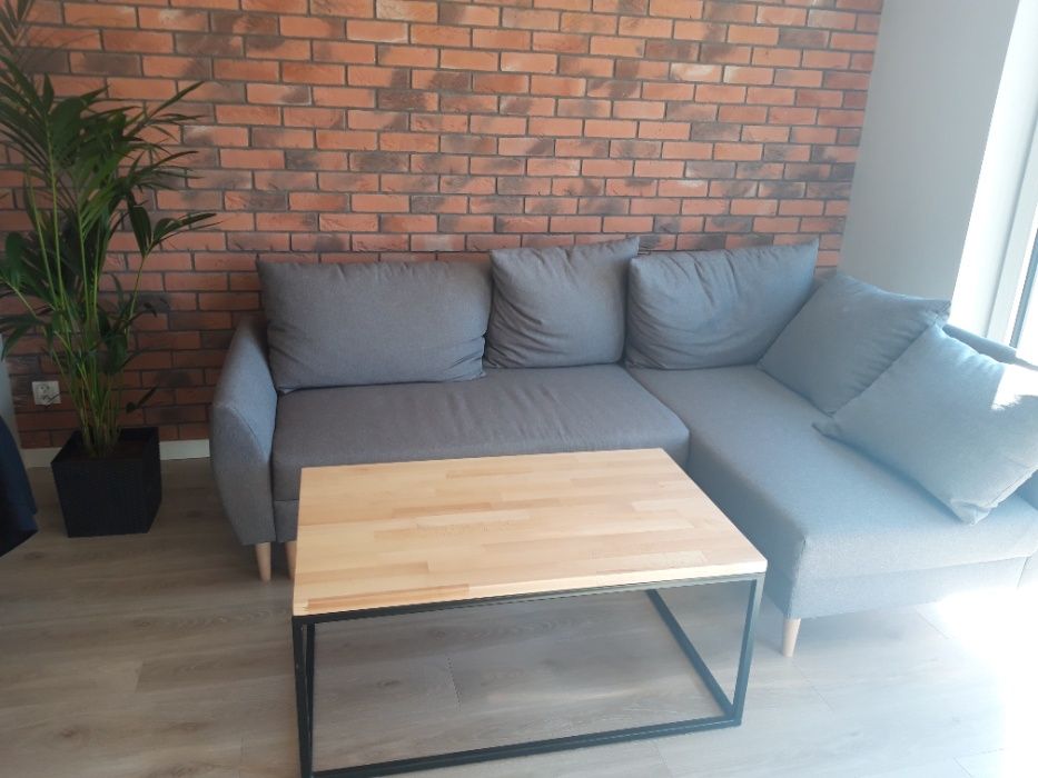 Stolik kawowy 110x60 blat dębowy loft drewno metal nowoczesny salon