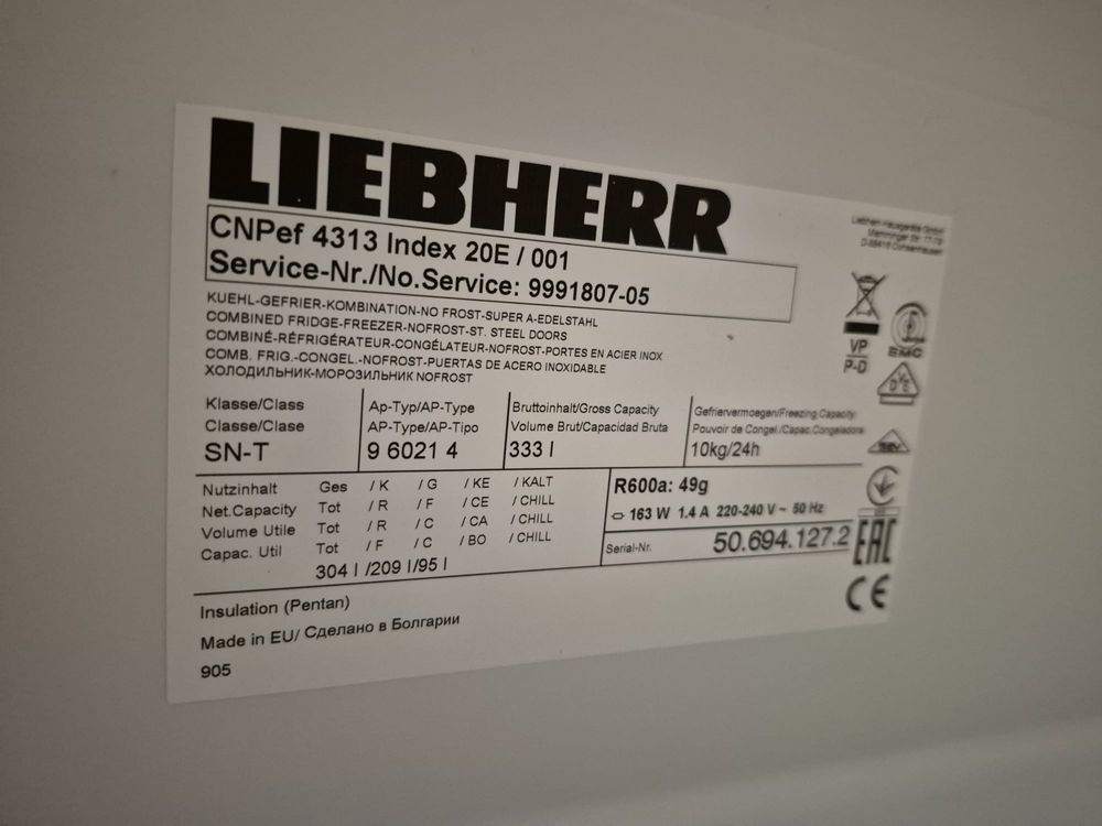 Combinado LIEBHERR em INOX