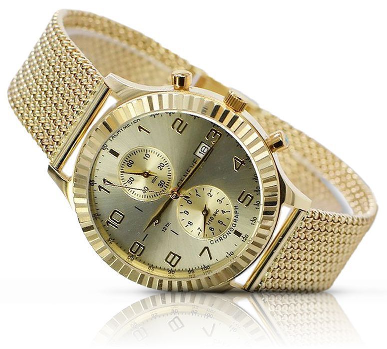 Złoty zegarek 14k 585 bransoletą męski Geneve mw007y&mbw014y Katowice