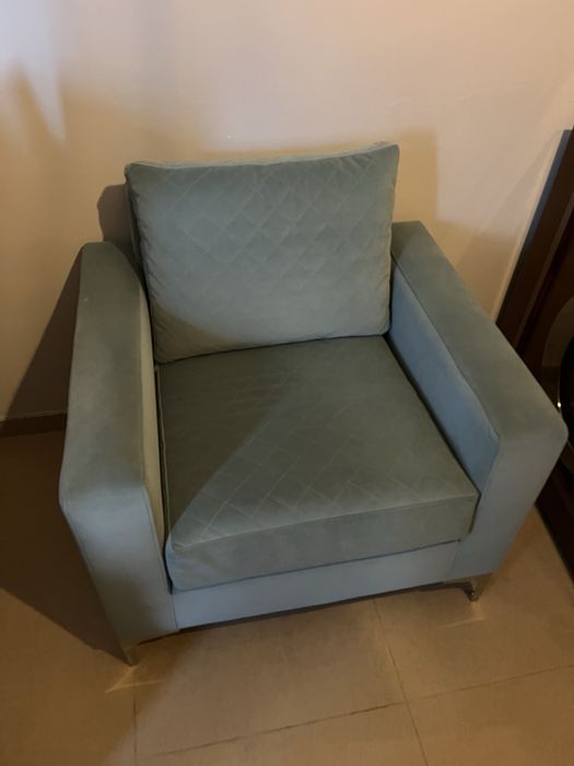 Cadeirão estofo azul