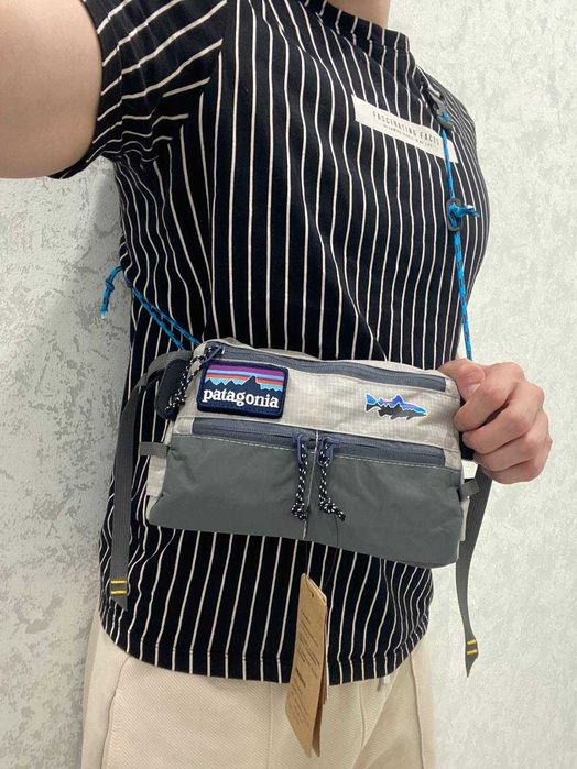 Сумка через плече чоловіча Patagonia патагонія сіра з патчем барсетка