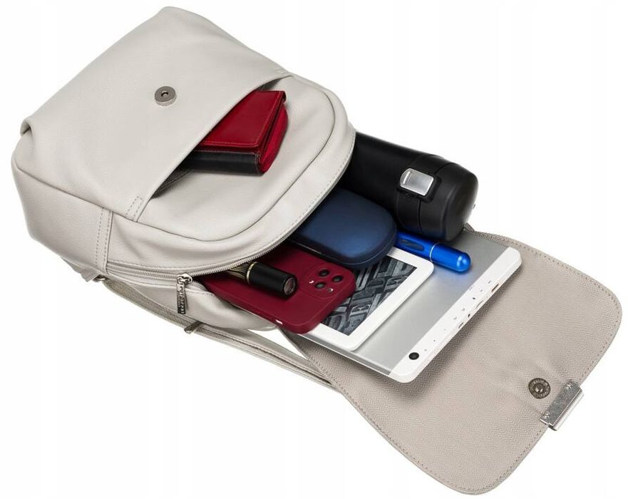 klasyczny plecak damski ze skóry ekologicznej z klapką - peterson