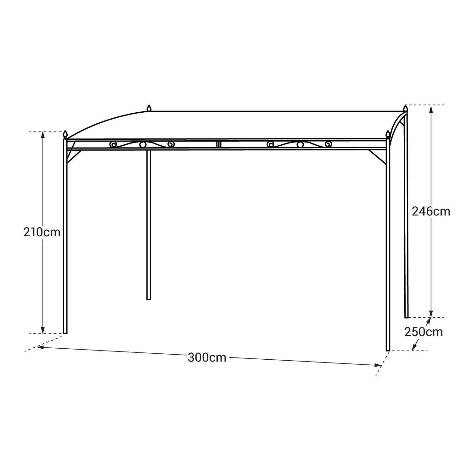PERGOLA de Aço e Alumínio - 3 x 2,5 Metros - Cinza