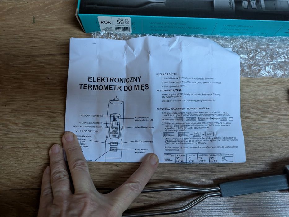 Nowy, elektroniczny termometr do mięs