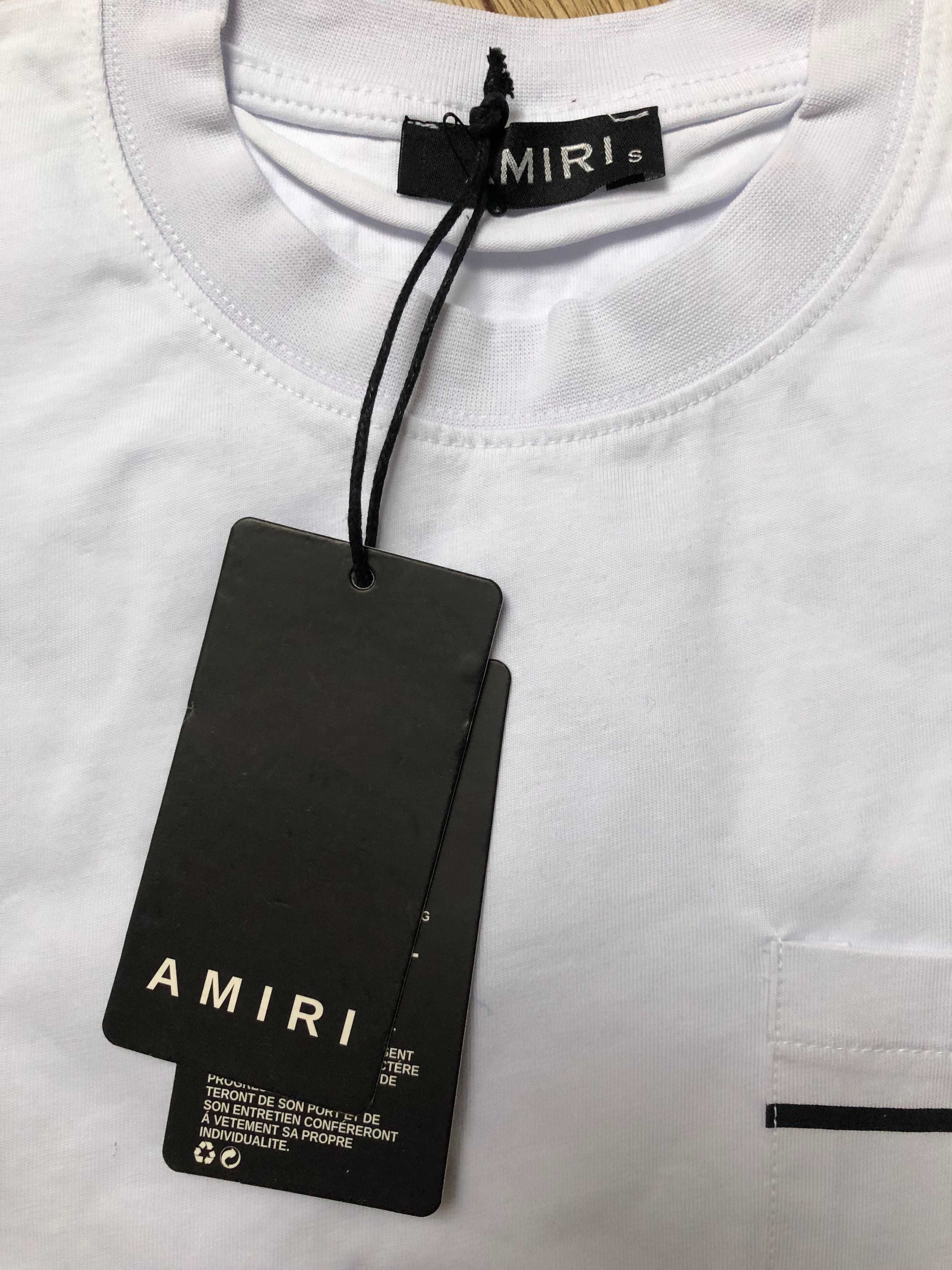 Biały T-Shirt Męski Amiri z nadrukiem logo rozmiar S