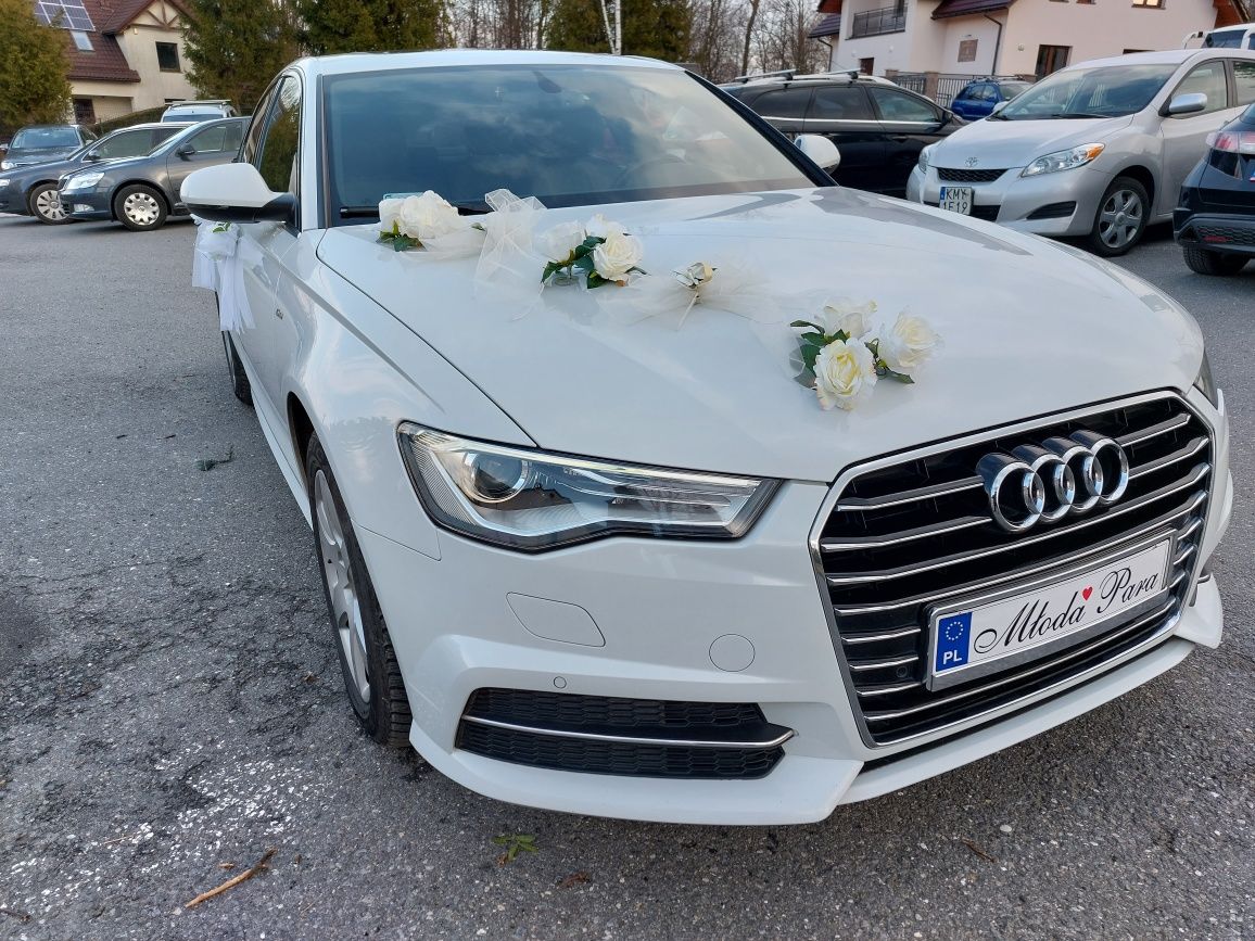 Audi A6 S-Line Wolne terminy białe auto do ślubu samochód wesele limuz