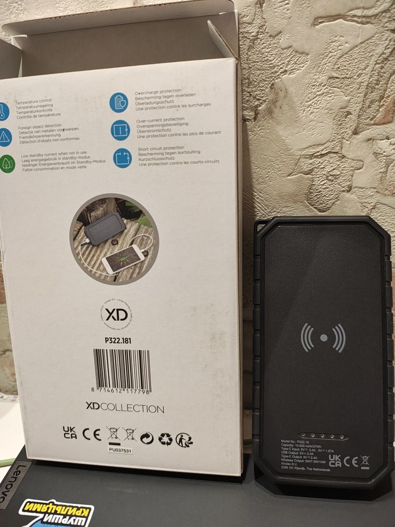 Захисний Power bank XD 10000mah 37WH бездротова, соняшна зарядка новий