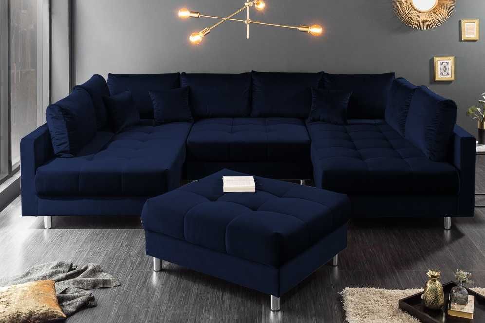 Elegancki narożnik do salonu z funkcją spania i pufą-DOSTAWA Promocja