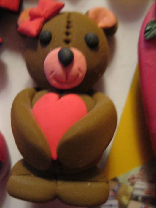 магнит на холодильник HAND MADE мишка с бантиком сердечко медведь