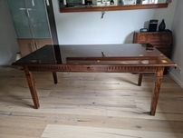 Drewniany stół z szufladą + lampa gratis