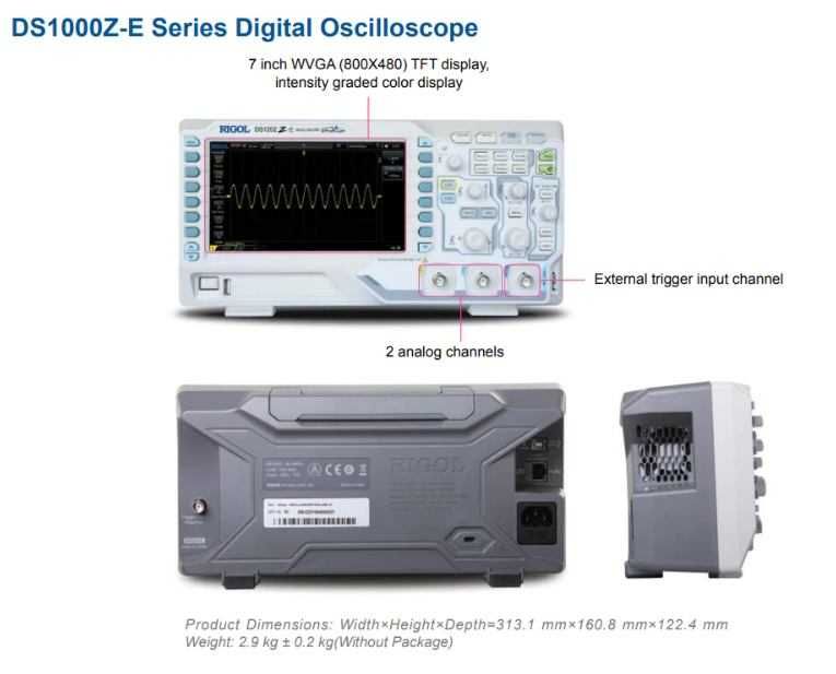 RIGOL DS1102Z-E 100МГц Цифровий осцилограф з 2 аналоговими каналами