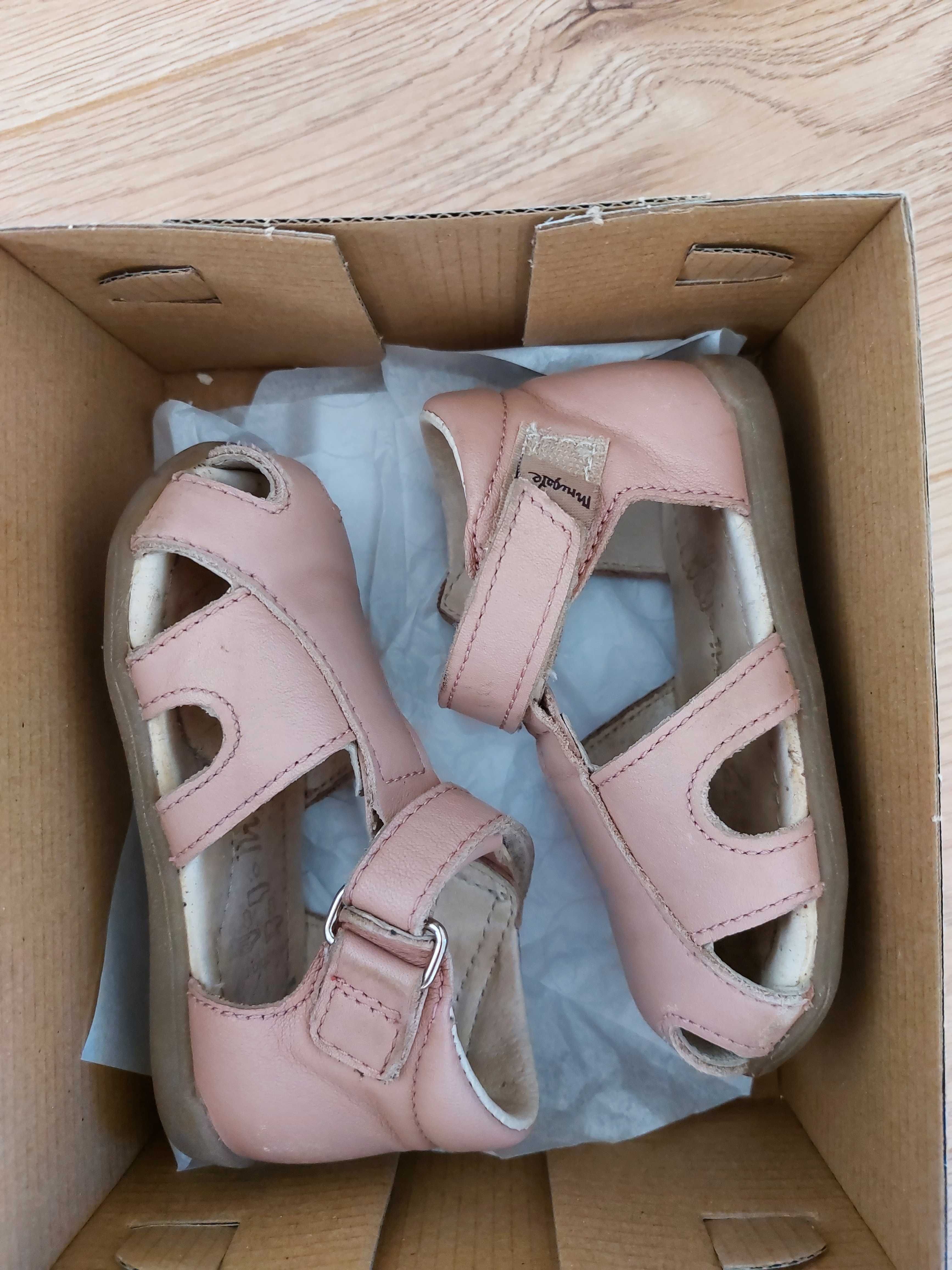 Skórzane sandałki sandały różowe rosa 21 mrugała